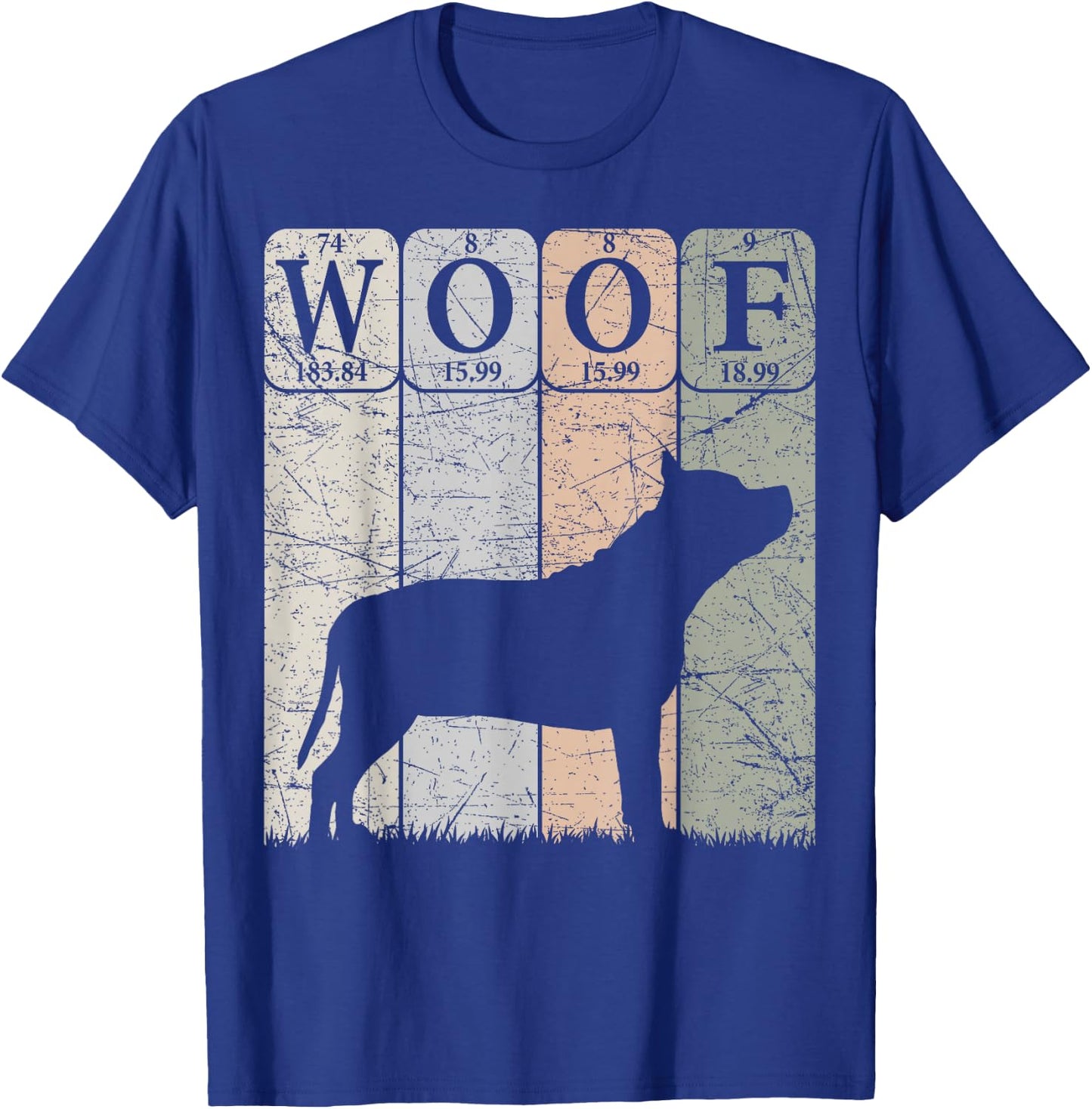 Staffordshire Bull Terrier Periodic Table Elements Woof T-Shirt - T-Shirt | Royal