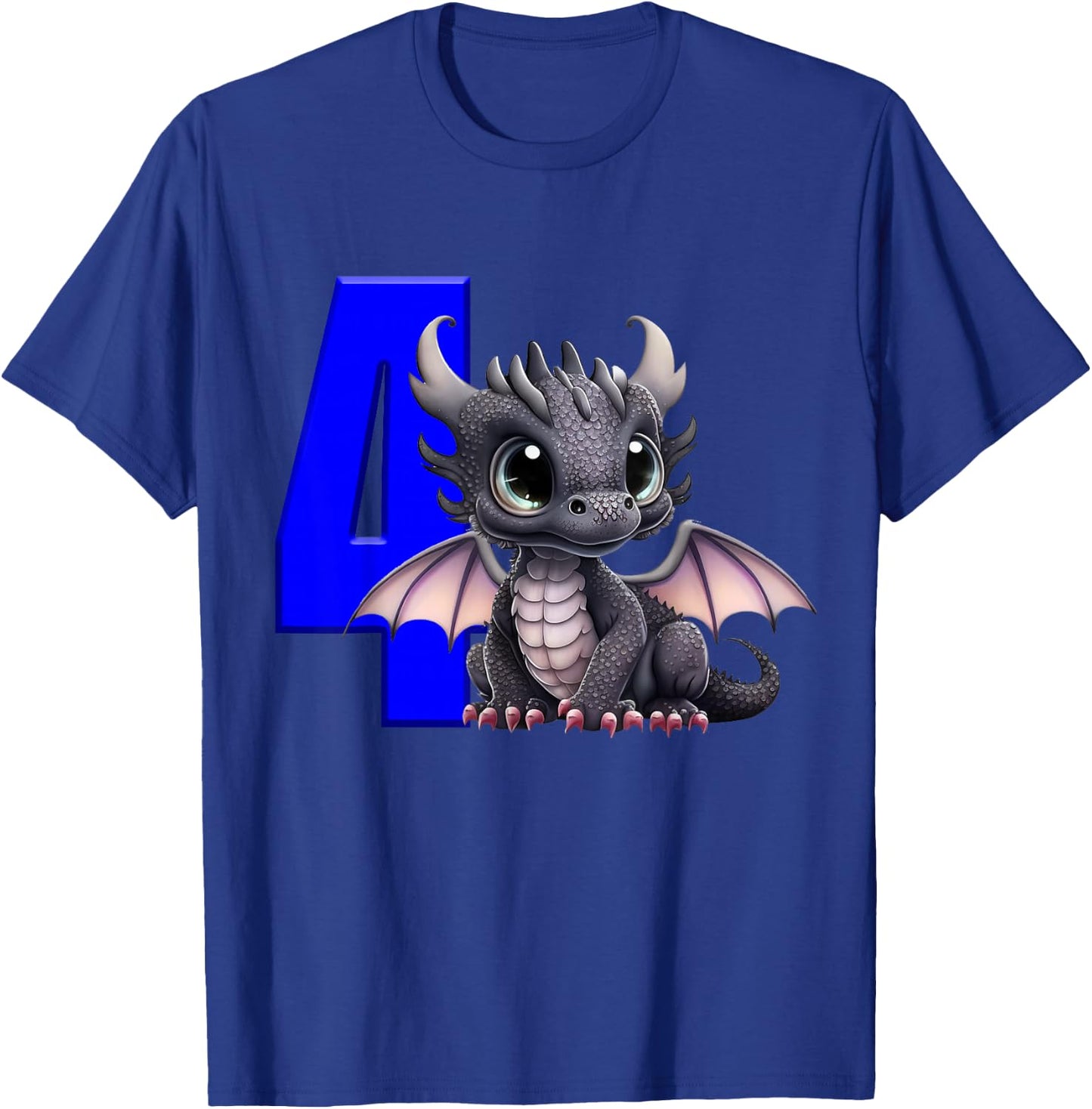 4th Birthday Shirt Dragon Party Birthday Boy Toddler Four T-Shirt - T-Shirt | Royal
