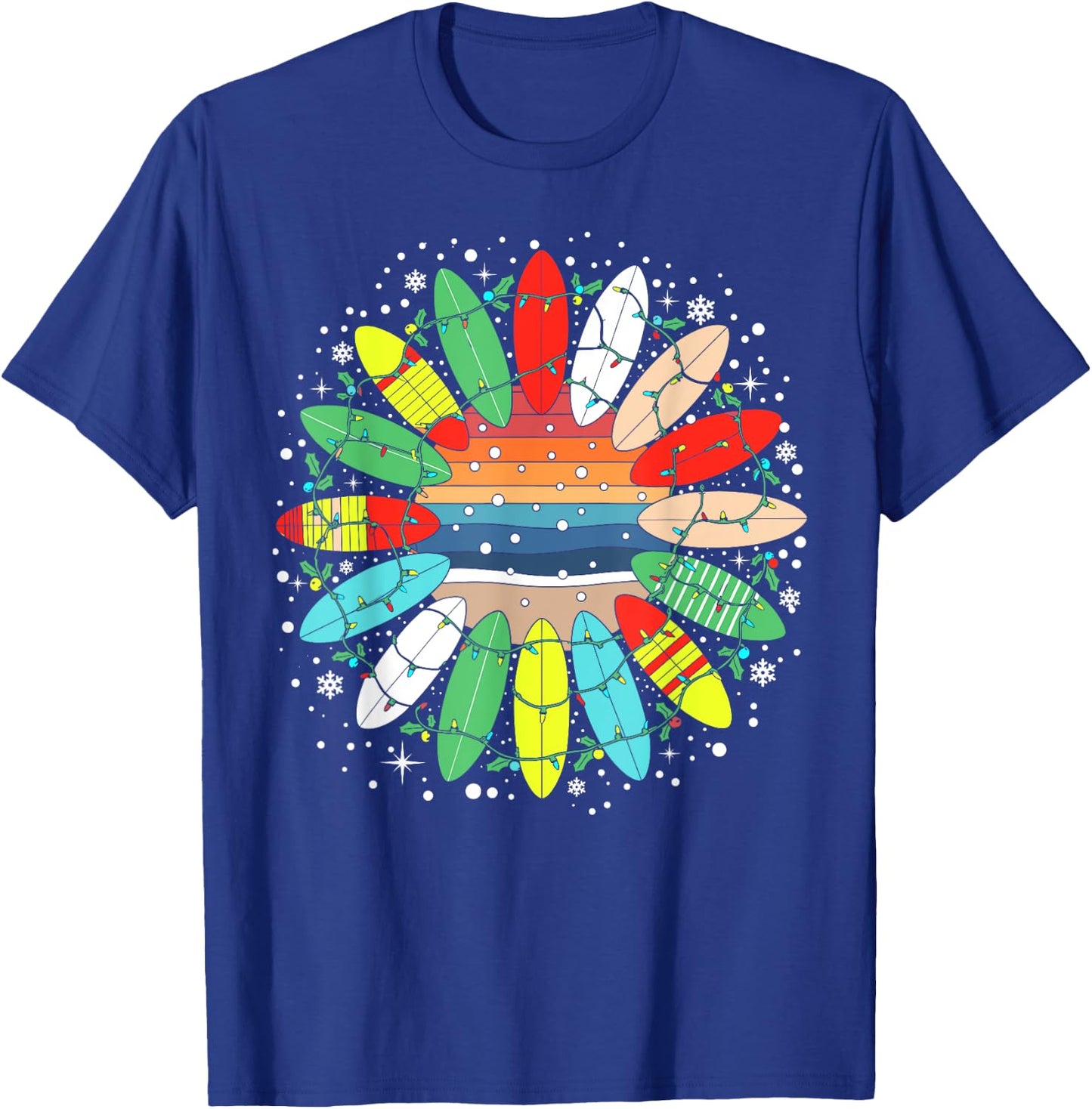 Surf Funny Surfboard Xmas Santa Vintage Surfing Christmas T-Shirt - T-Shirt | Royal