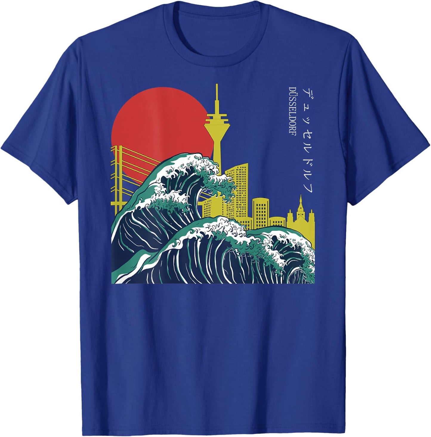 Retro Japan Welle grunge Anime Vaporwave Skyline Düsseldorf T-Shirt - T-Shirt | Royal