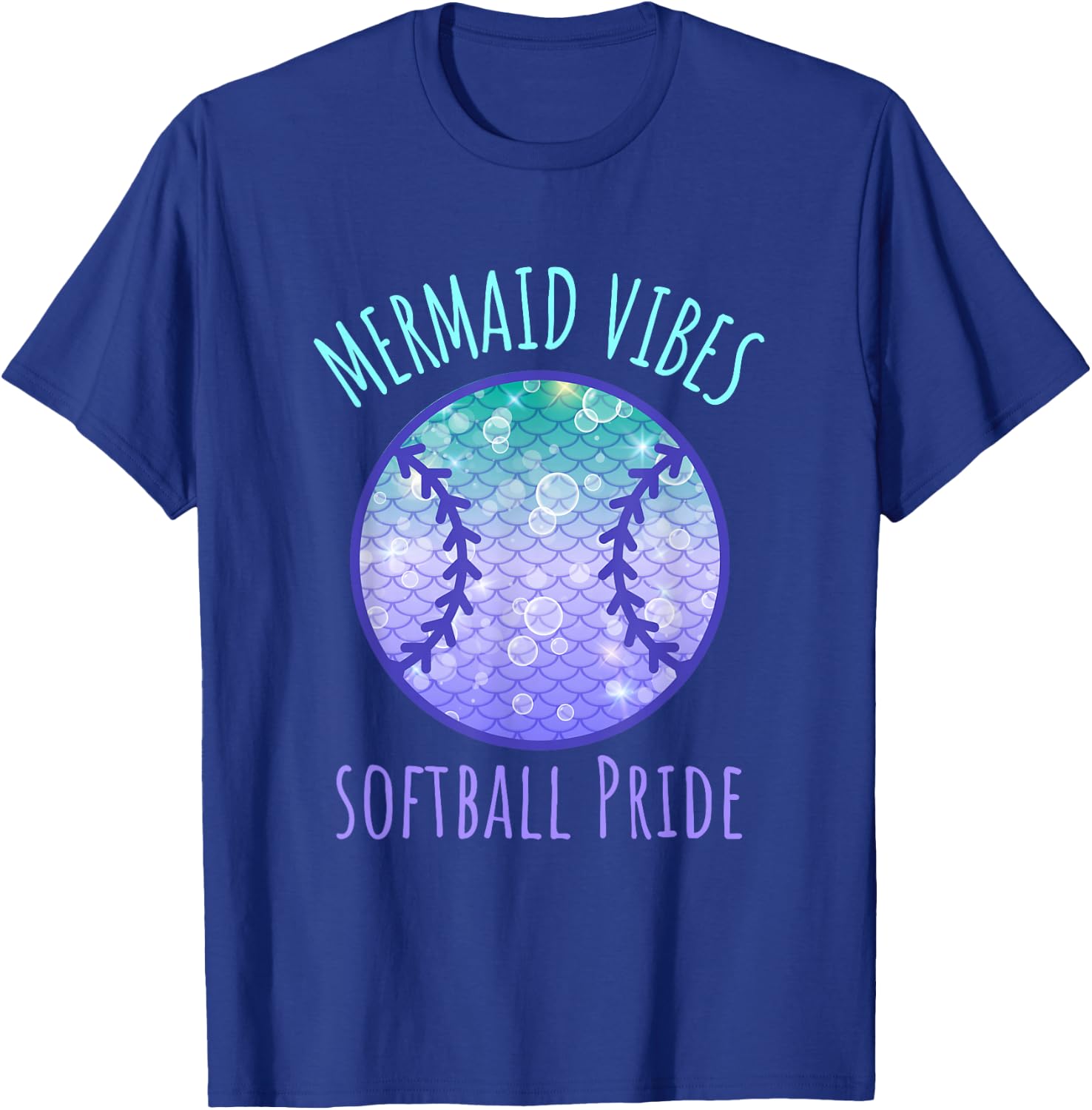 Softball Girl Mermaid Vibes Matching Team T-Shirt - T-Shirt | Royal