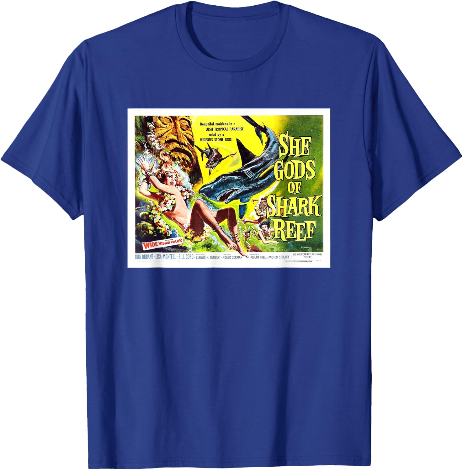 She Gods Of Shark Reef Vintage Cinema Poster T-Shirt - T-Shirt | Royal