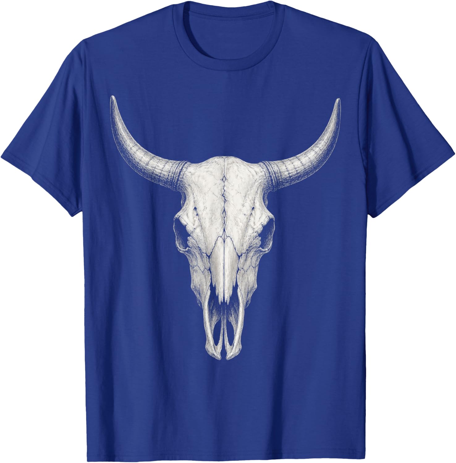 Vintage Bull Skull Western Cow Skull Longhorn Cattle Sketch T-Shirt - T-Shirt | Royal