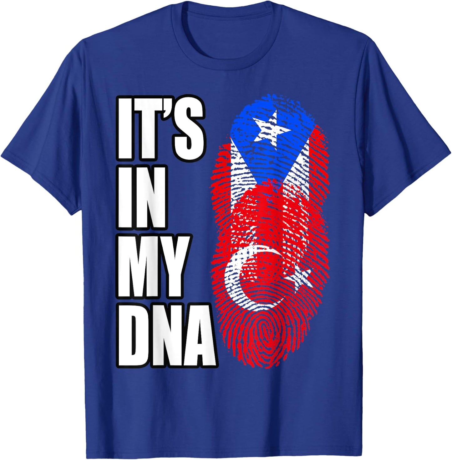Turkish And Puerto Rican Mix Heritage DNA Flag T-Shirt - T-Shirt | Royal