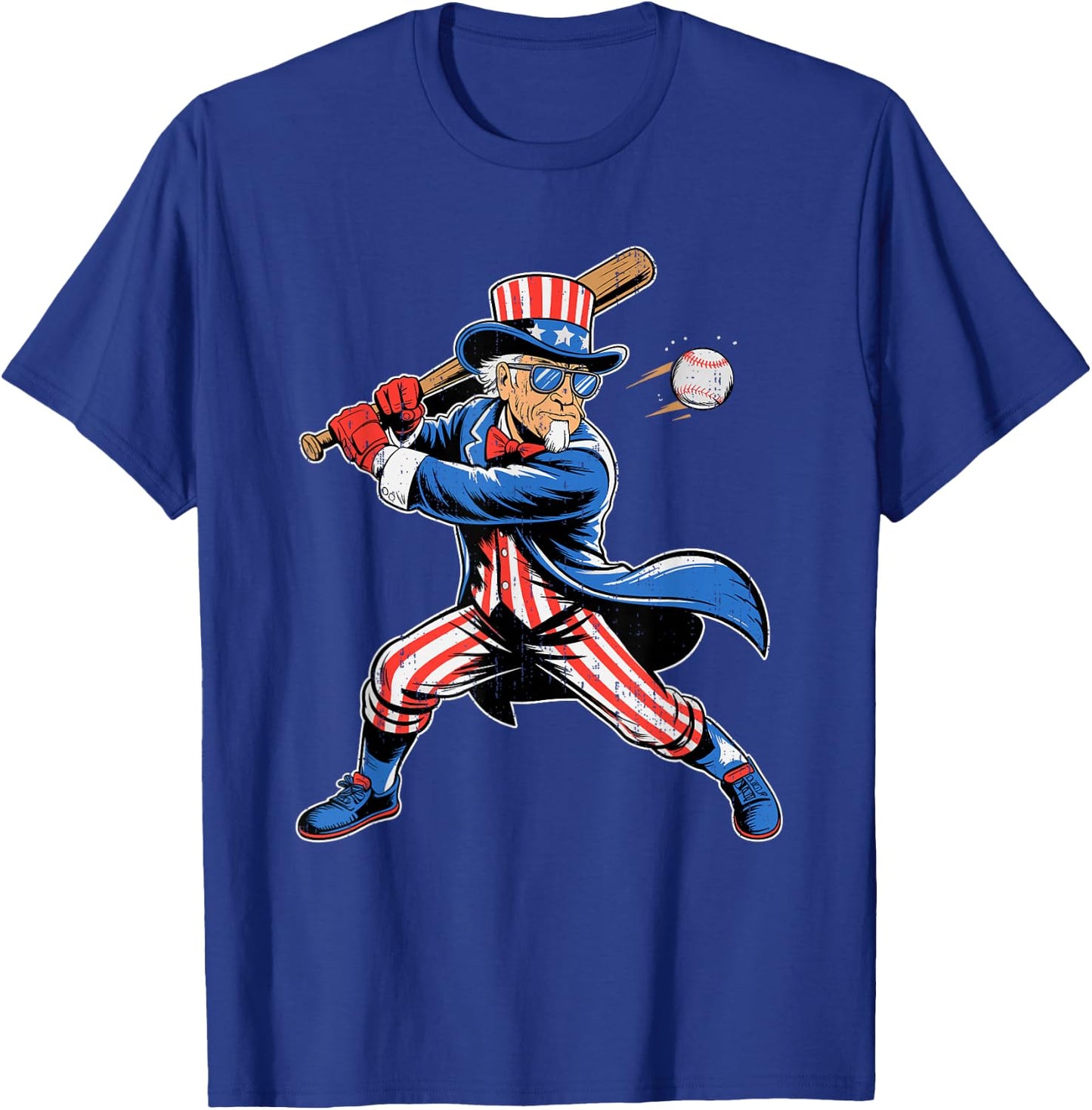Uncle Sam Baseball American Flag USA Sport 4th Of July T-Shirt - T-Shirt | Royal