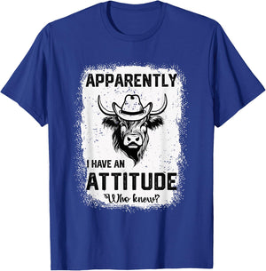 Apparently I Have An Attitude Who Knew Funny Cow T-Shirt - T-Shirt | Royal