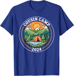 Cousin Camp 2024 Camping Family Summer Vacation Cousin Crew Women Girls Kids T-Shirt - T-Shirt | Royal