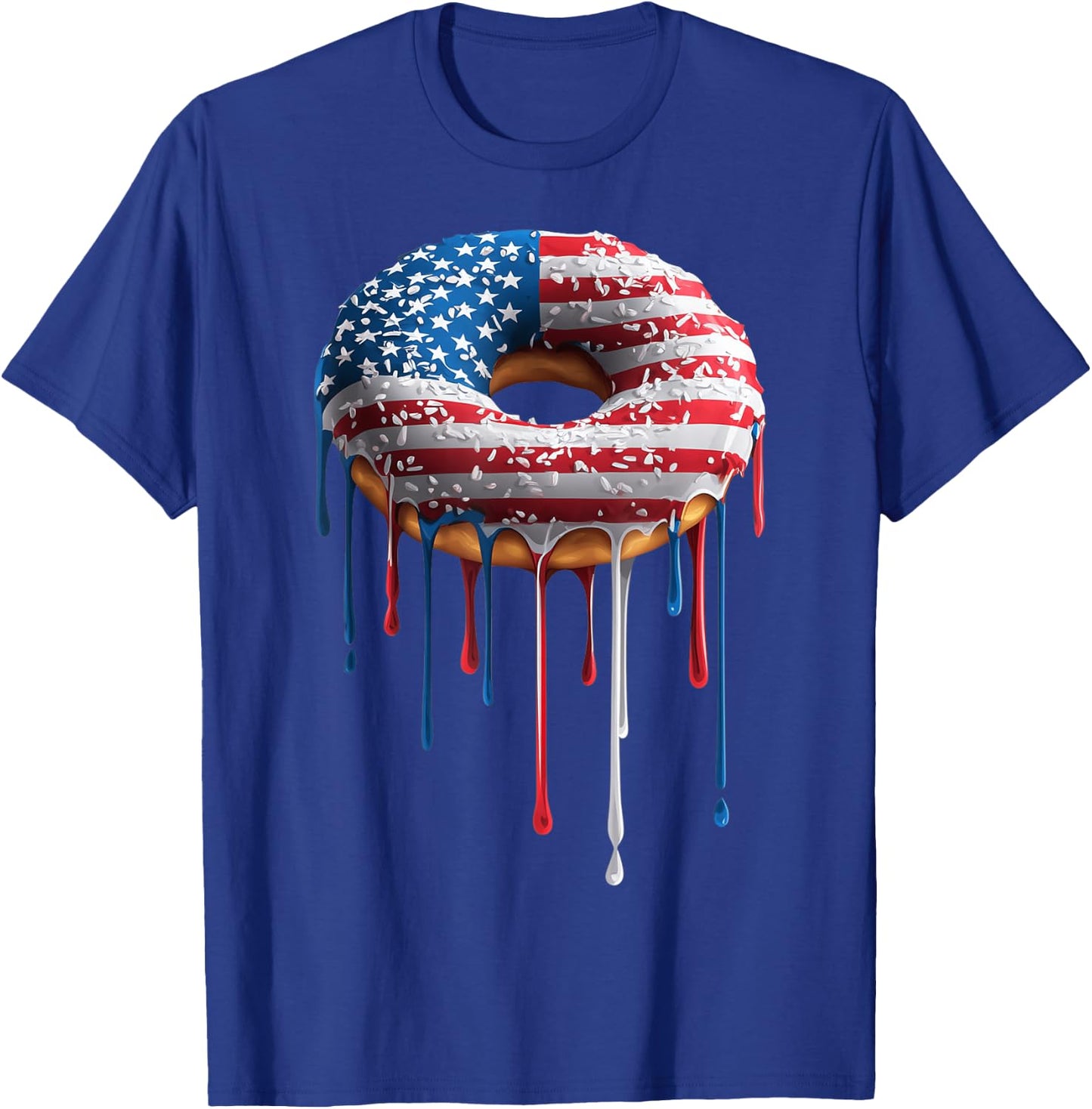 Donut Doughnut Sprinkles American Flag USA Drip Graffiti T-Shirt - T-Shirt | Royal