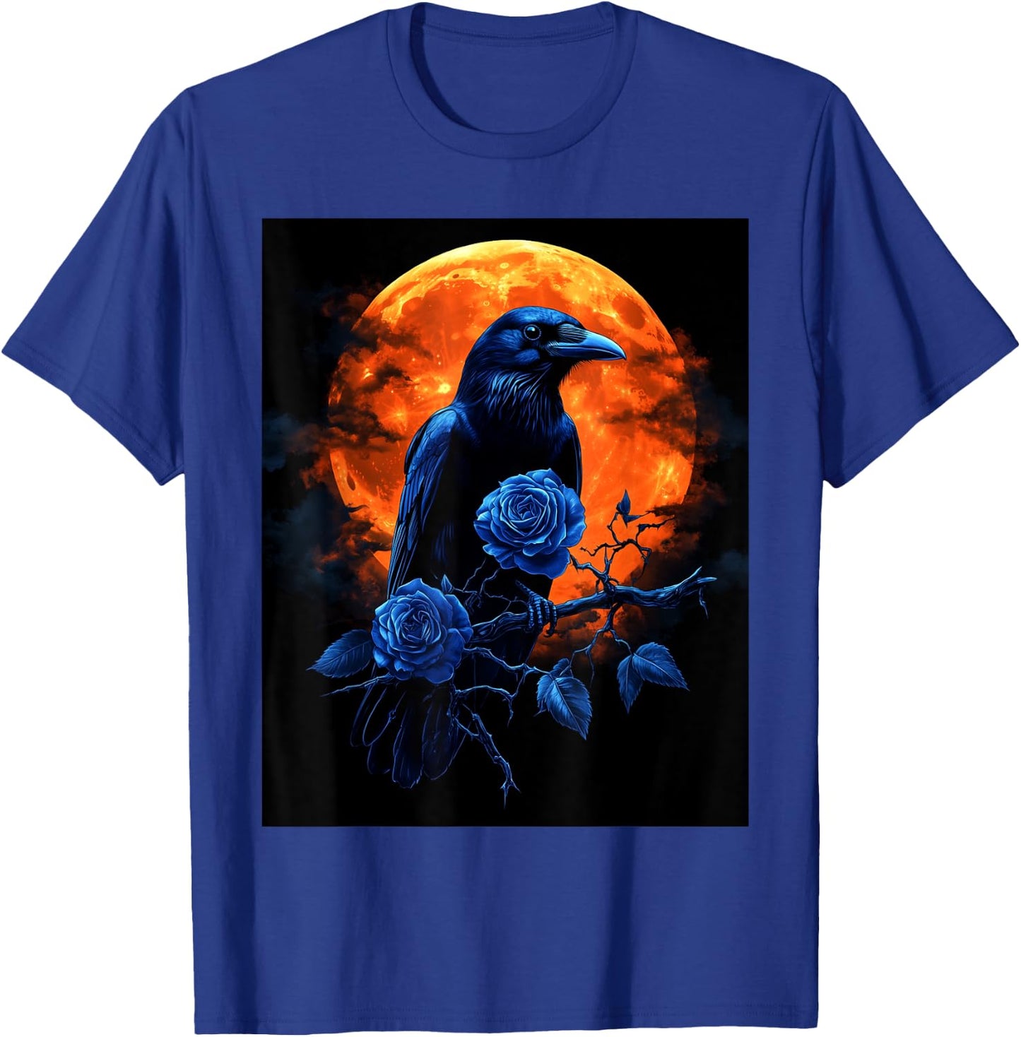 Raven Rose Moon Scary Black Gothic Spooky Women Black Crow T-Shirt - T-Shirt | Royal