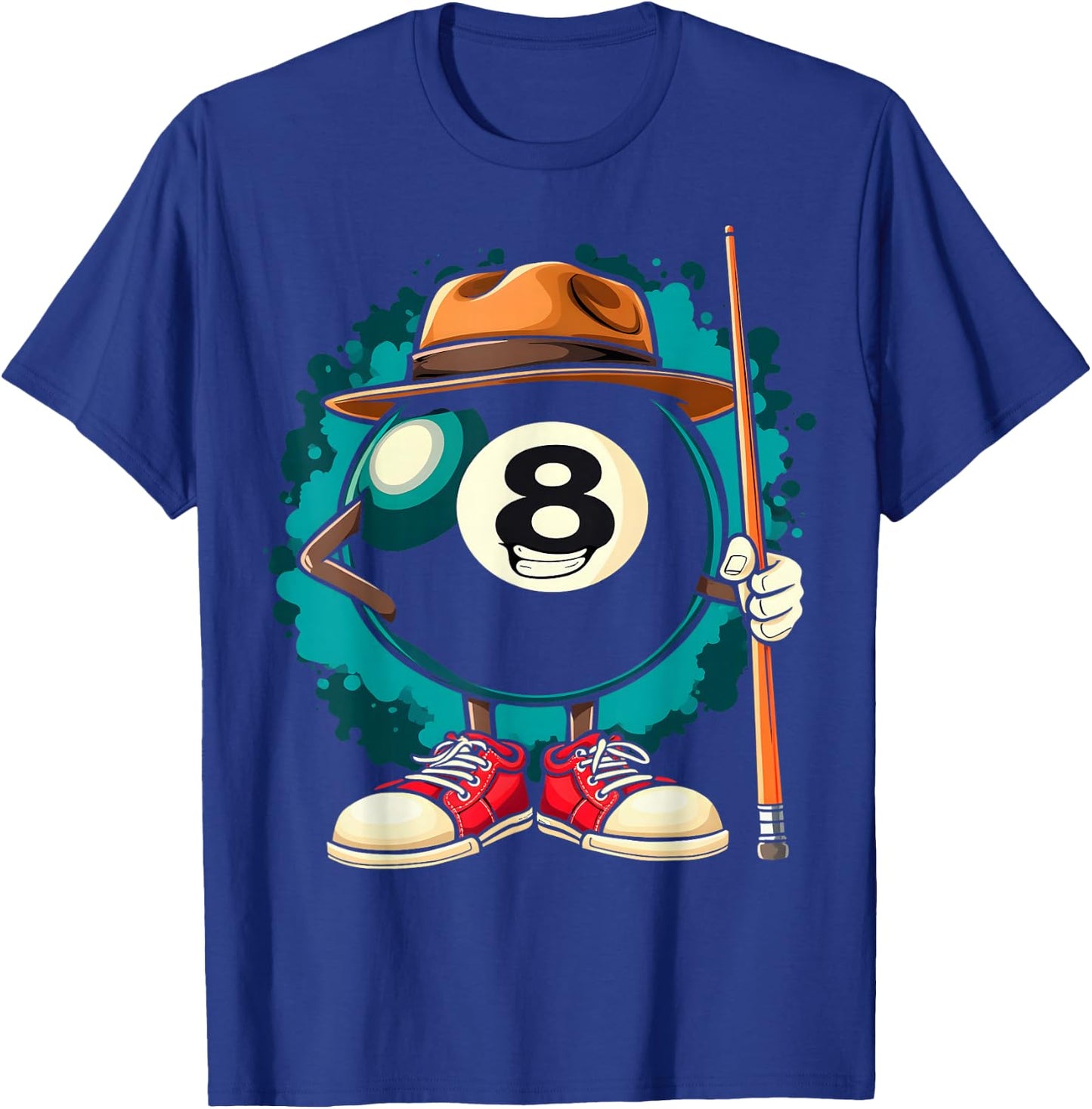 Cool 8 Ball Character Funny Billiards T-Shirt - T-Shirt | Royal