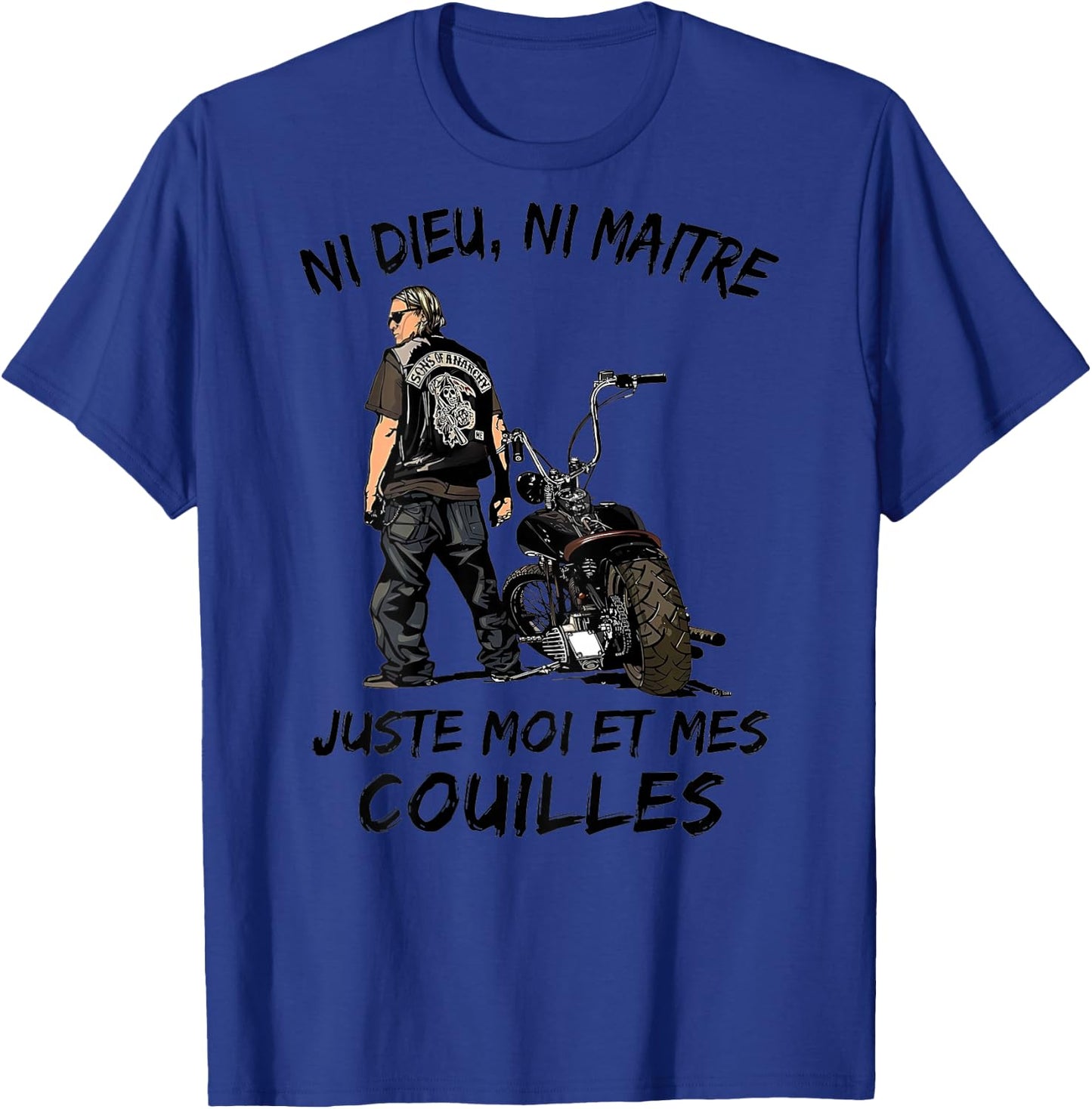 BIKER Ni God Ni Master Just Me And My Balls (back) , white, S T-Shirt - T-Shirt | Royal