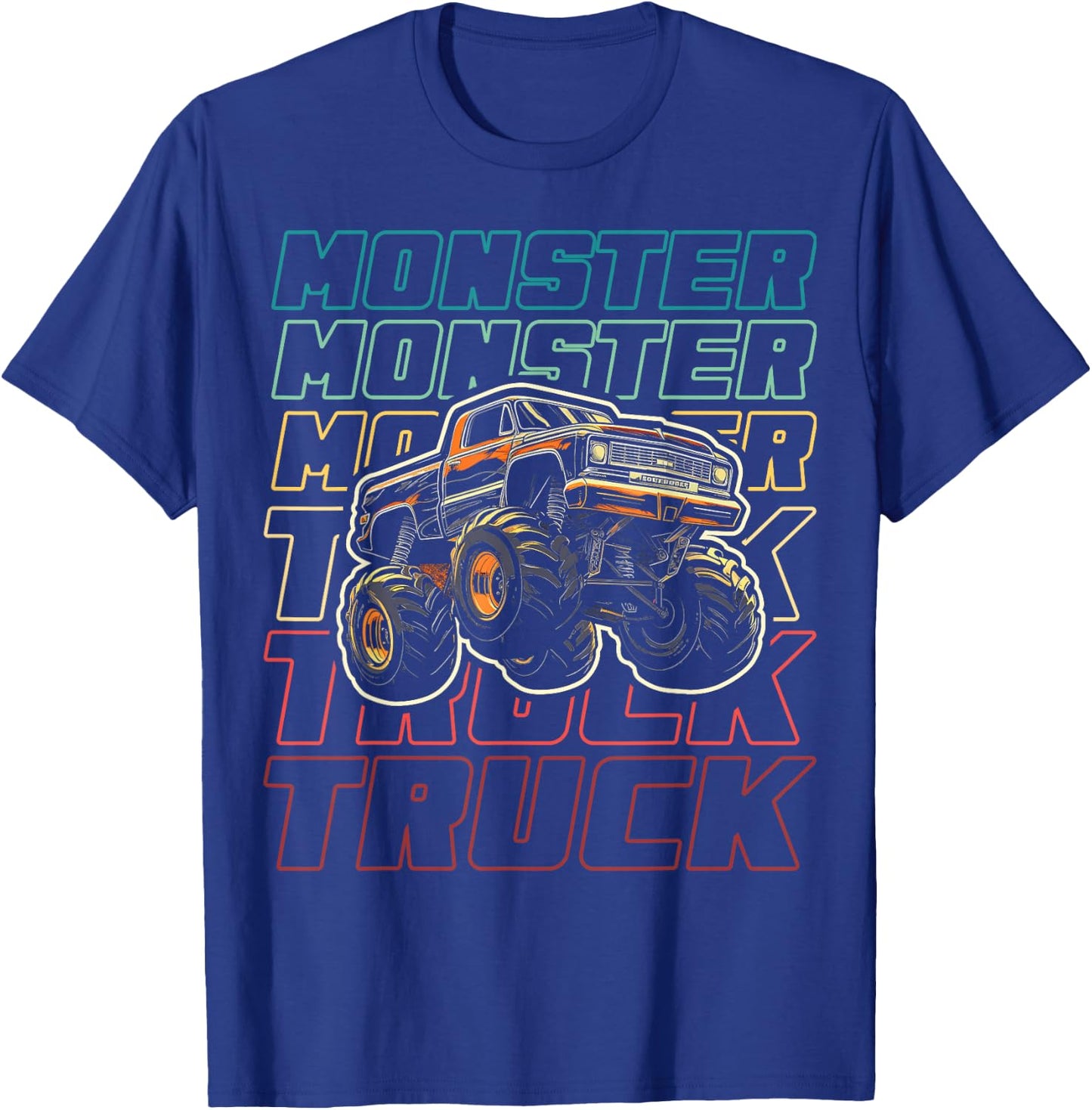 Monster Truck for Toddlers Kids Monster Truck Vintage Retro T-Shirt - T-Shirt | Royal
