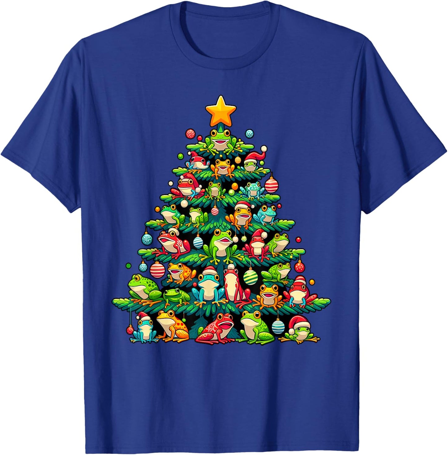 Cute Frog Christmas Tree Funny Xmas Frog Lover Men Women T-Shirt - T-Shirt | Royal