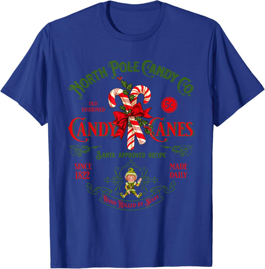 Vintage Funny Christmas Candy Cane North Poles Xmas Costume T-Shirt - T-Shirt | Royal
