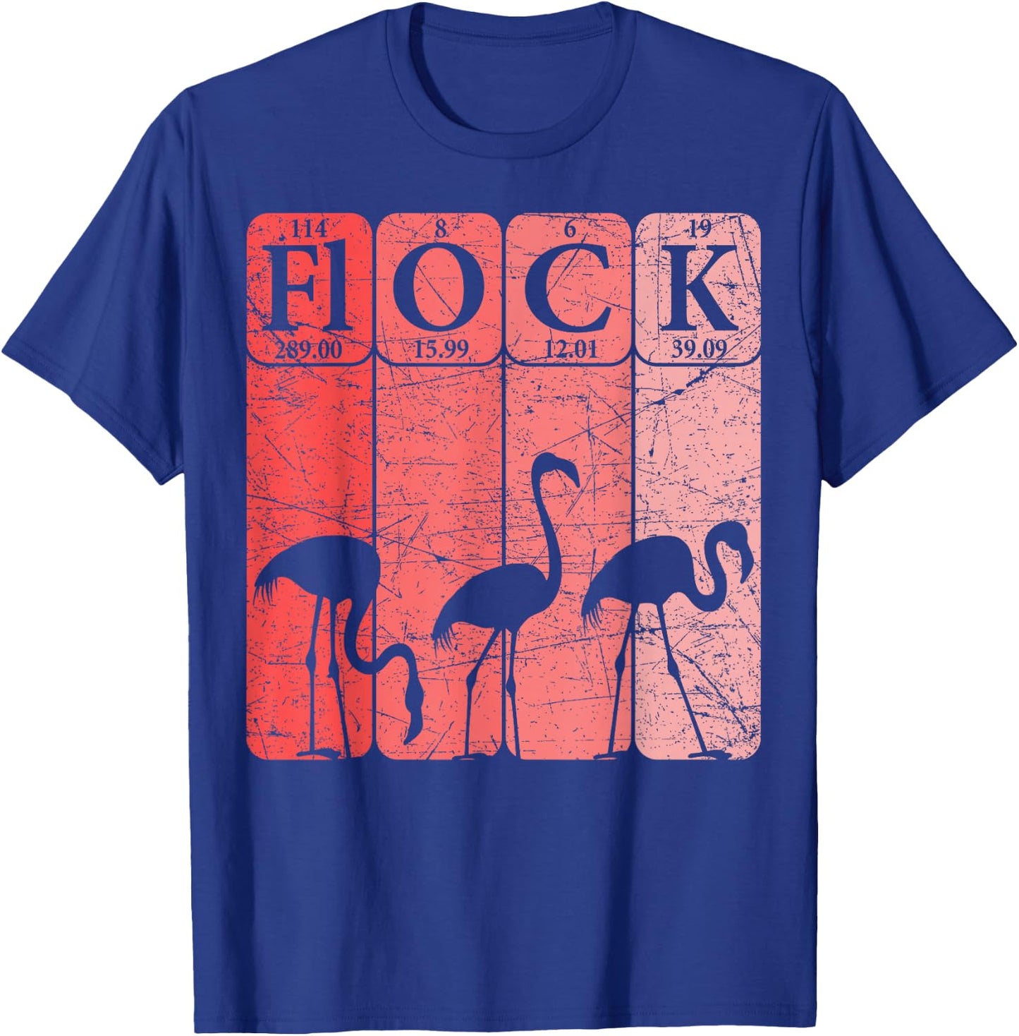 Pink Flamingo Periodic Table Elements Flamingo Flock Retro T-Shirt - T-Shirt | Royal