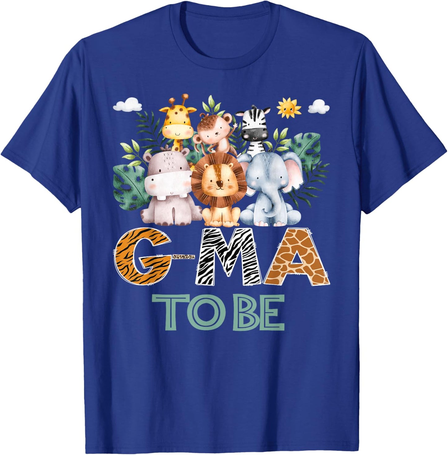 Soon To Be G-Ma Jungle Animal Safari Gender Reveal T-Shirt - T-Shirt | Royal