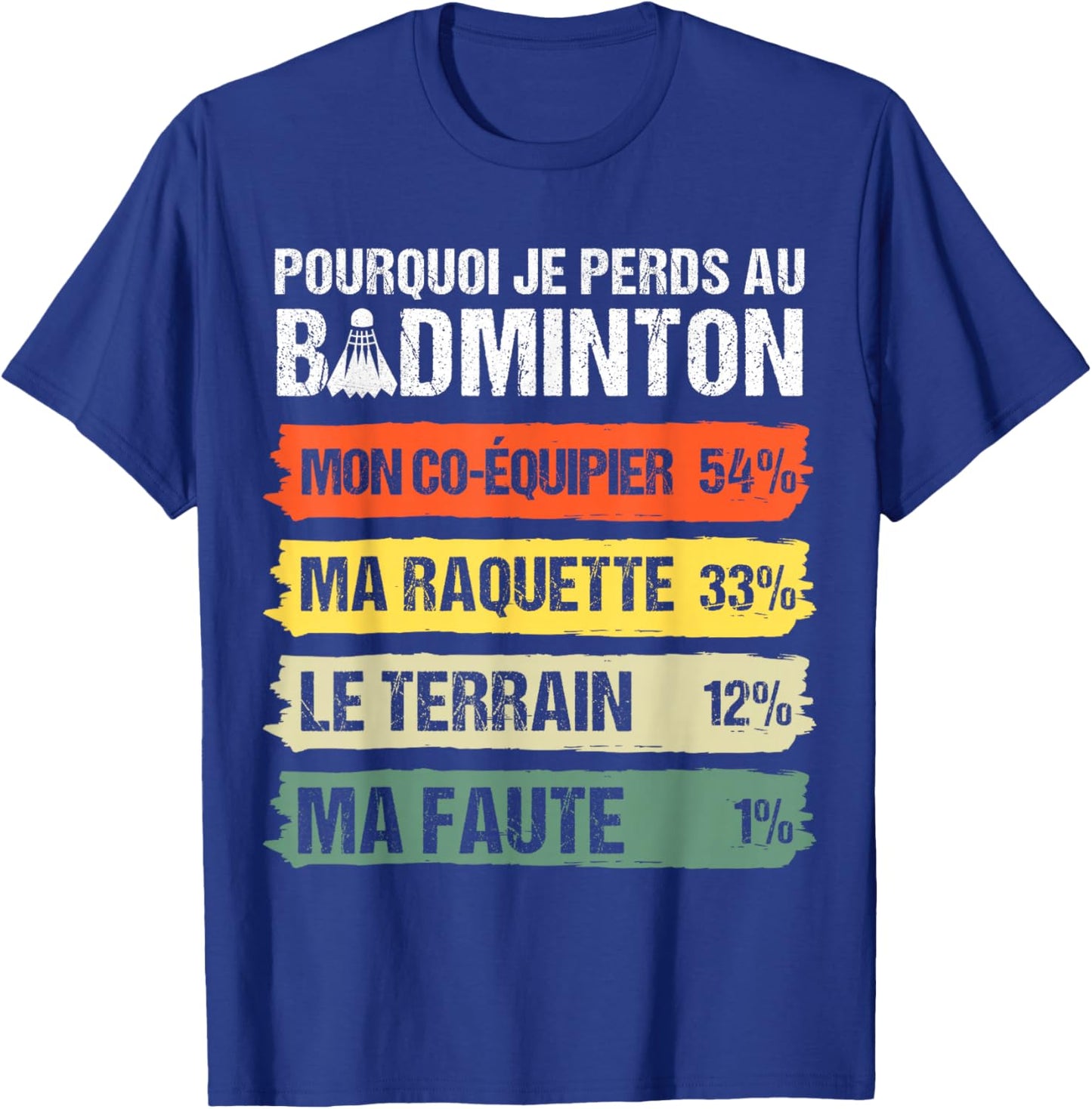 Why I Lose At Badminton Humor Badiste Gift Vintage , Black, S T-Shirt - T-Shirt | Royal