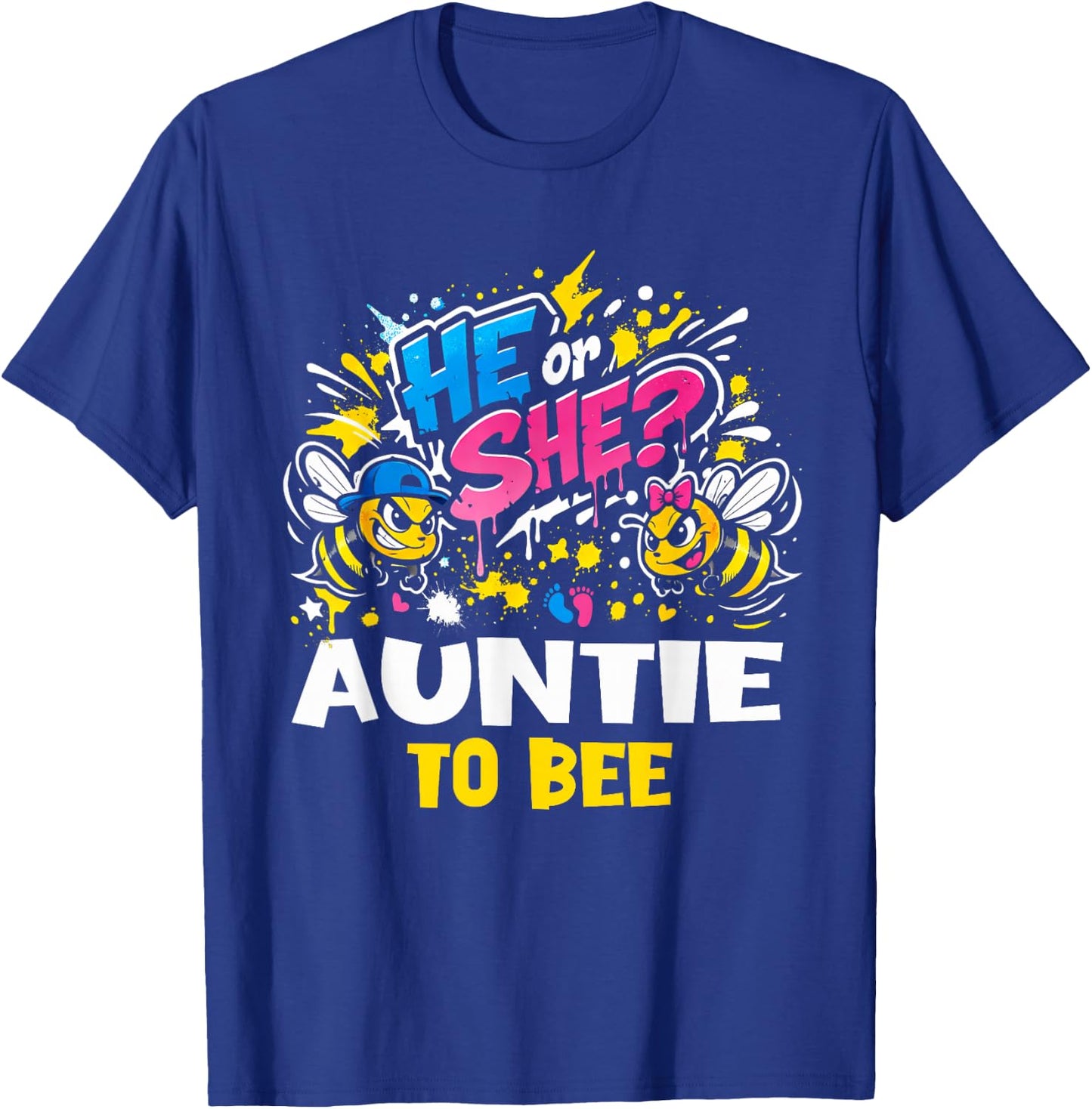 He Or She Auntie to Bee Gender Reveal Baby T-Shirt - T-Shirt | Royal