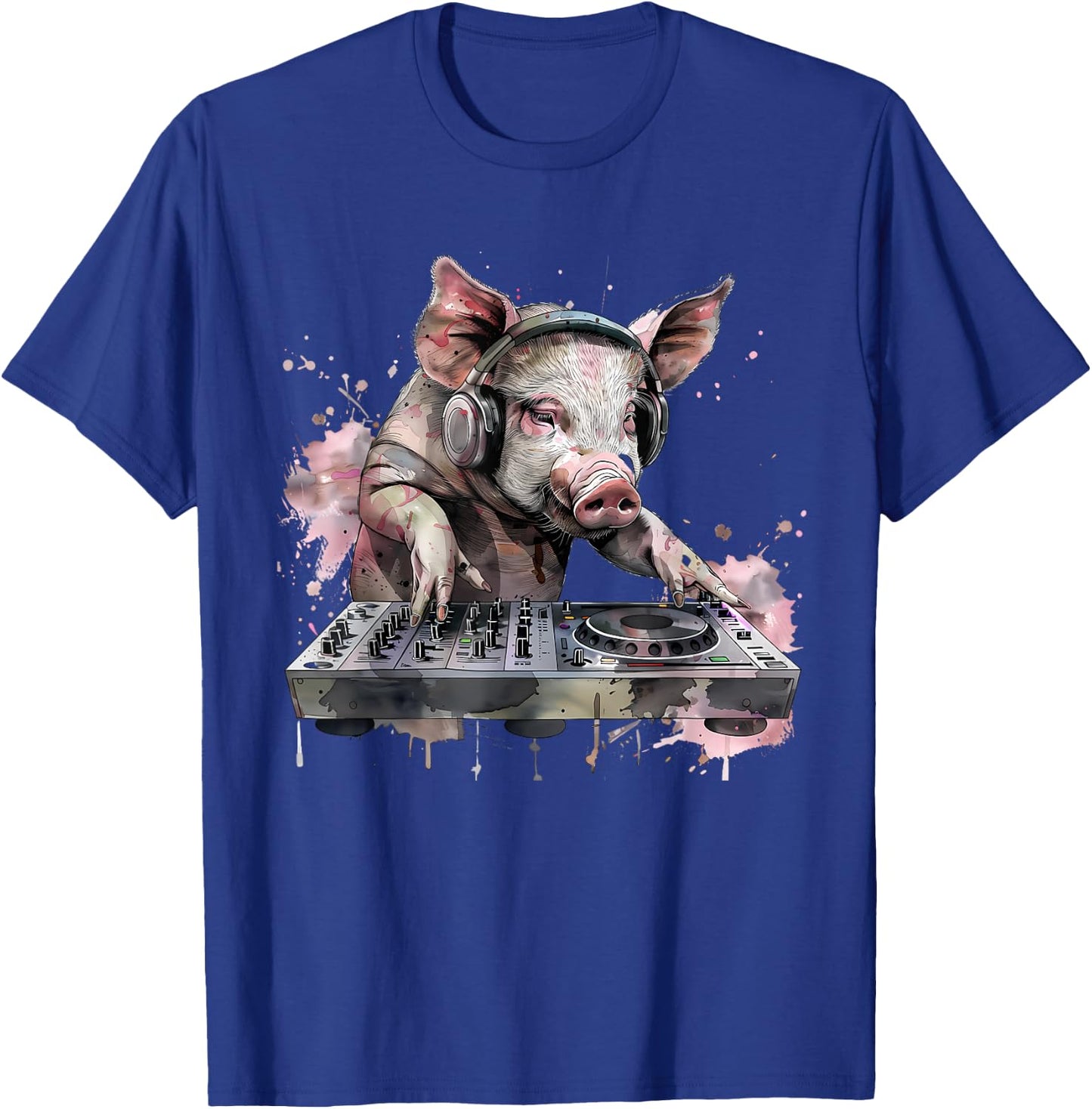 Pig Music DJ Turntable DJ Pig Techno House Music Dance Club T-Shirt - T-Shirt | Royal