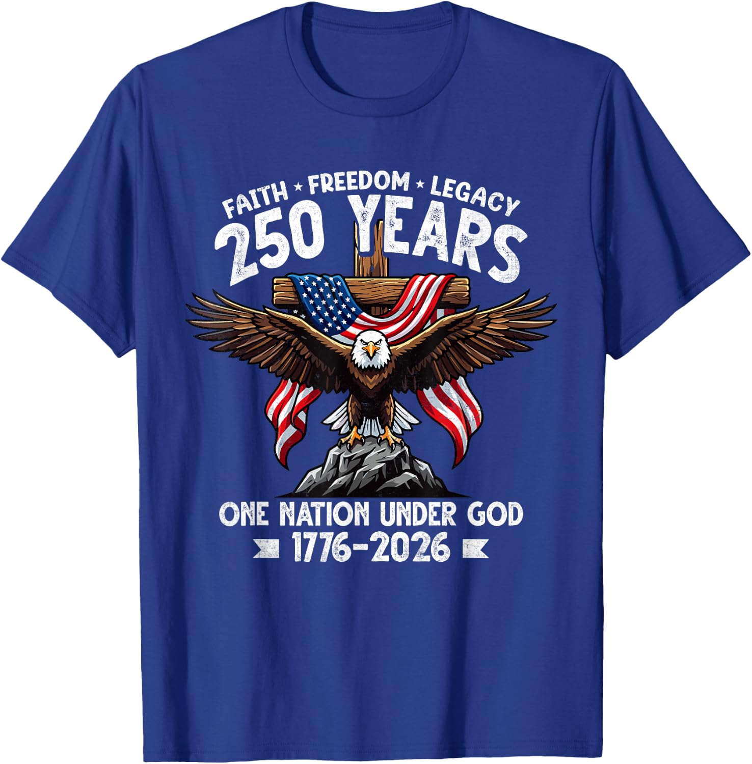 Christian 250 Years Faith Freedom 4th July 250 Anniversary T-Shirt - T-Shirt | Royal