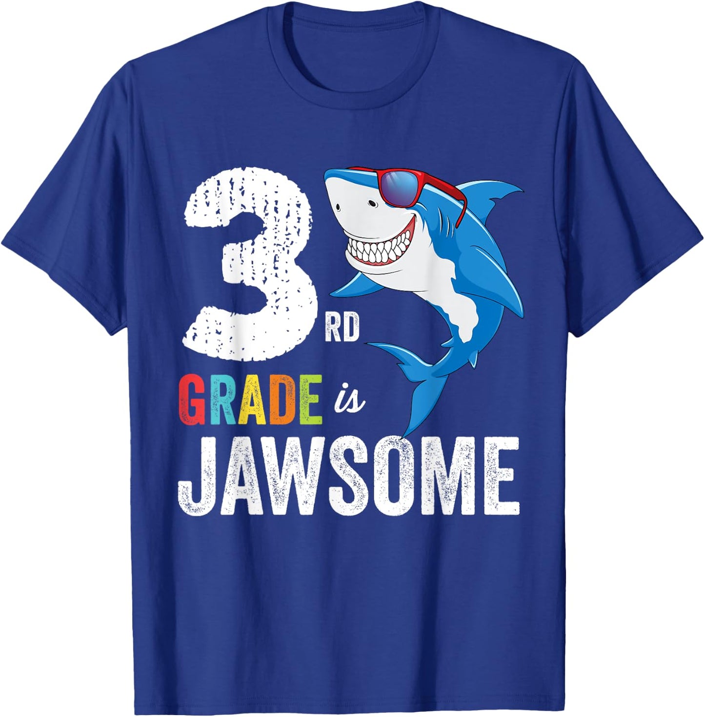 Third Grade Shirt Boys Girls Shark First Day of School T-Shirt - T-Shirt | Royal
