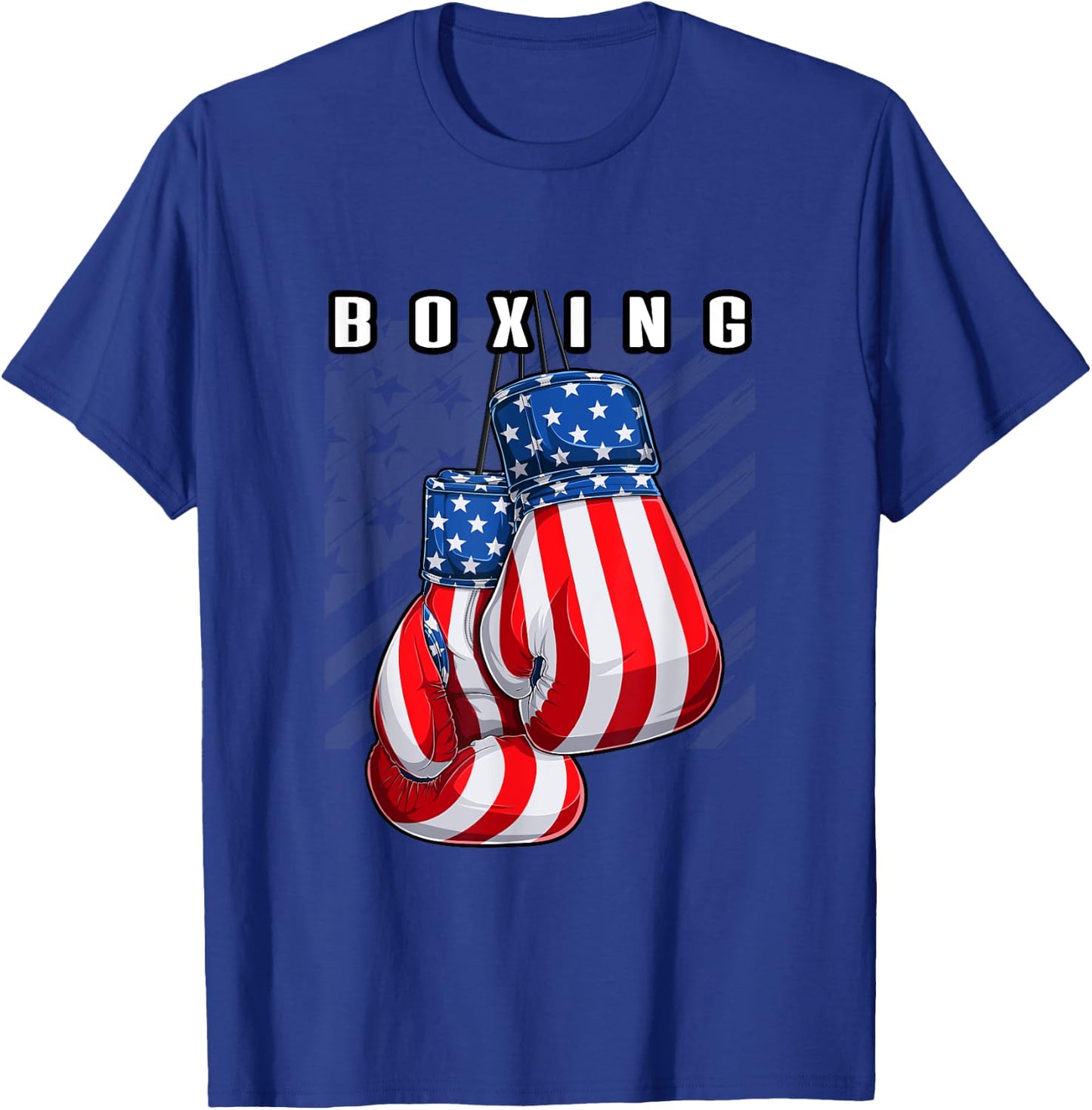 Boxing USA American Flag Boxing Gloves T-Shirt - T-Shirt | Royal