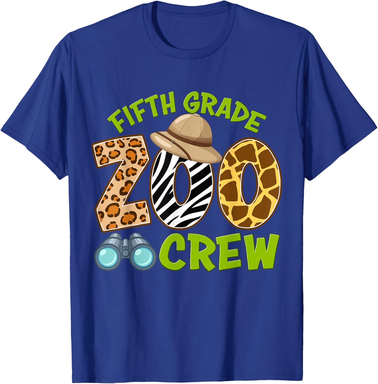 Fifth Grade Zoo Crew Back To School Wild Animal Safari Kids T-Shirt - T-Shirt | Royal