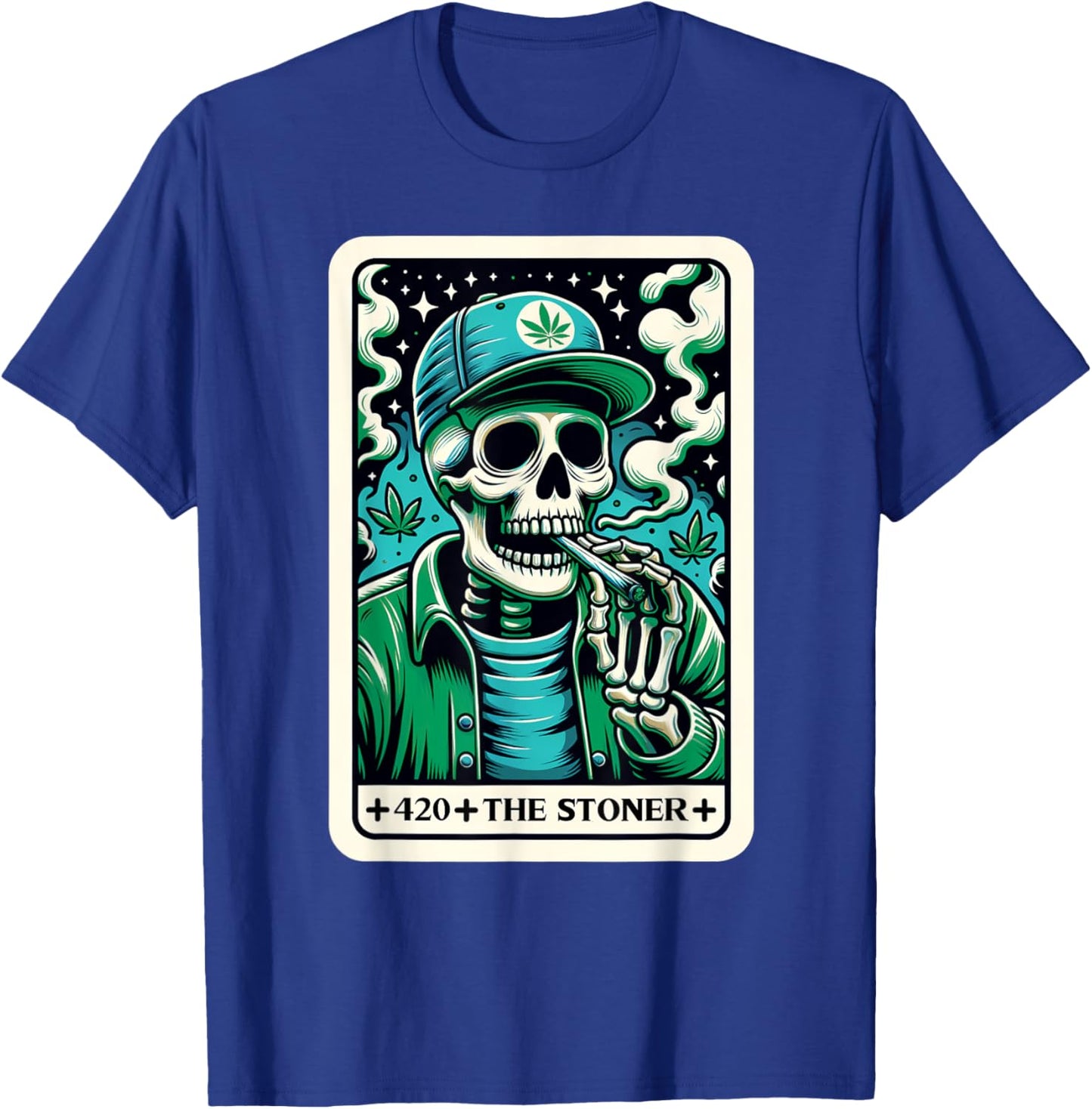 Tarot Card The Stoner Weed Lover Skeleton Cannabis 420 T-Shirt - T-Shirt | Royal