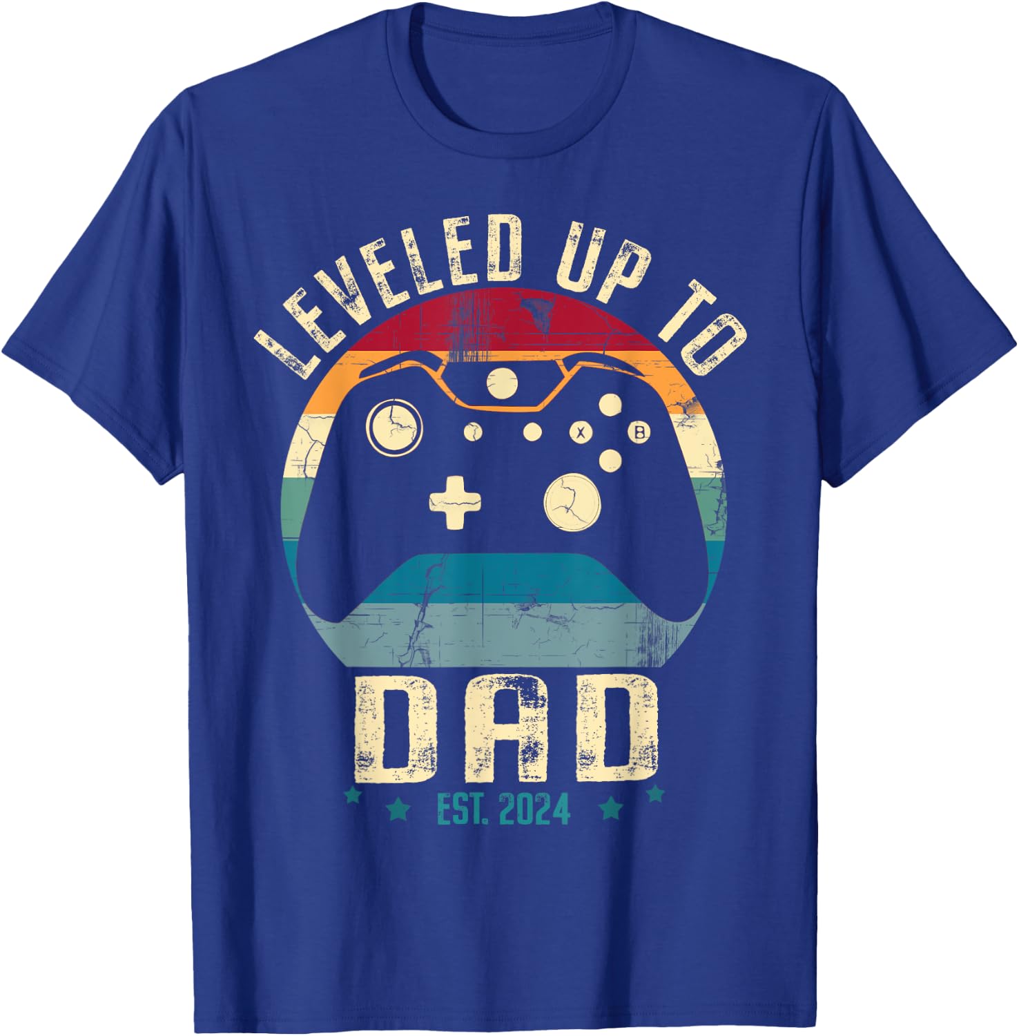 I Leveled Up To Dad 2024 Promoted To Daddy Soon To Be Father T-Shirt - T-Shirt | Royal