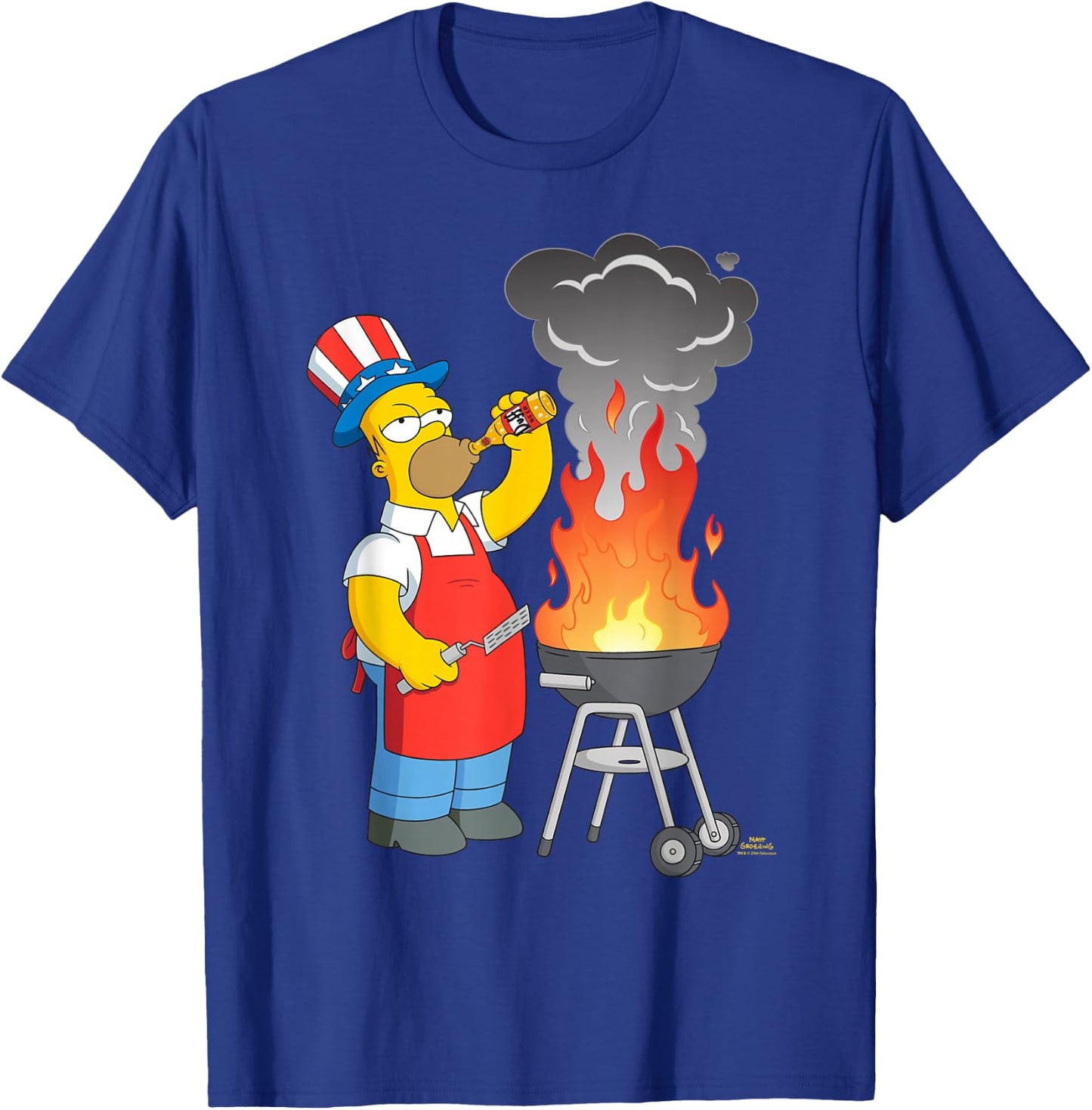 The Simpsons Homer Simpson 4th of July Beer & BBQ Cookout T-Shirt - T-Shirt | Royal