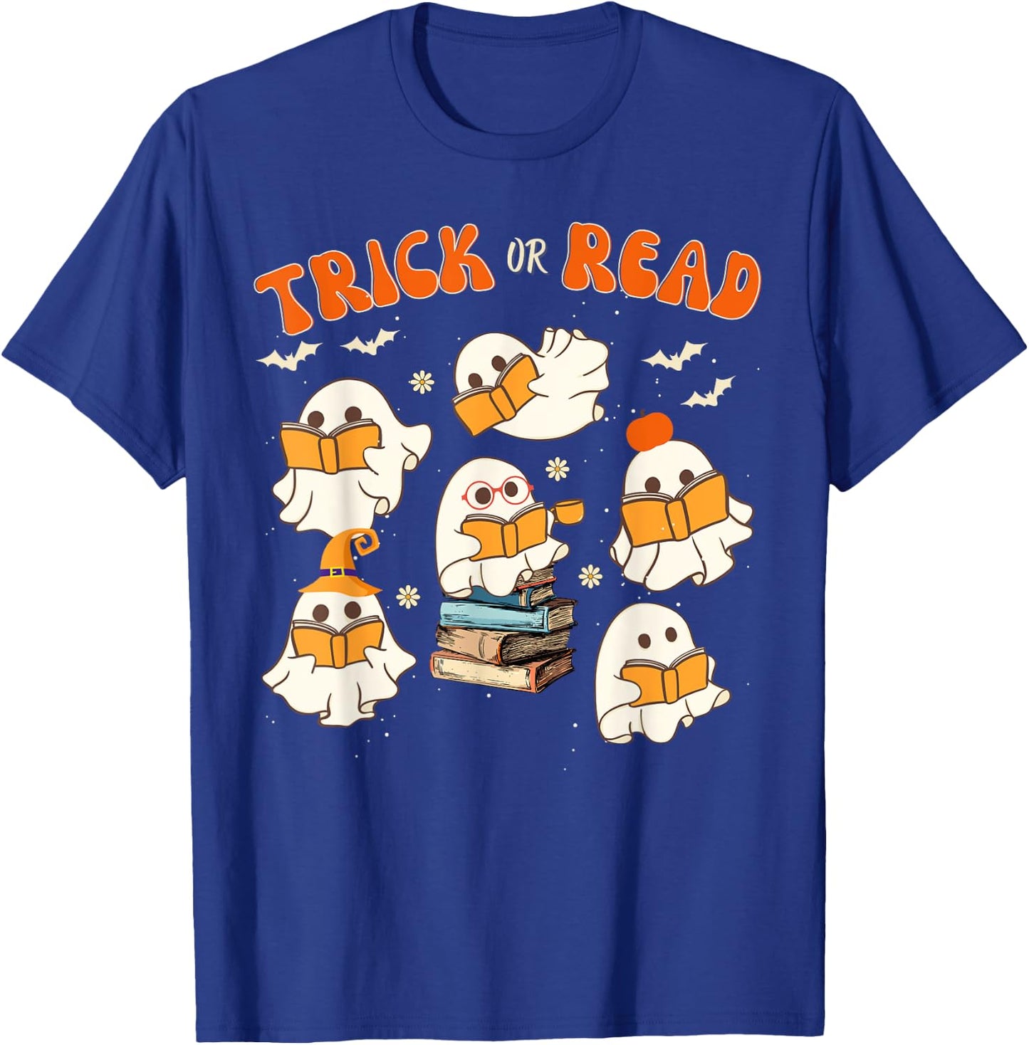 Halloween Boo Book Lovers Librarian Teacher Library Costume T-Shirt - T-Shirt | Royal