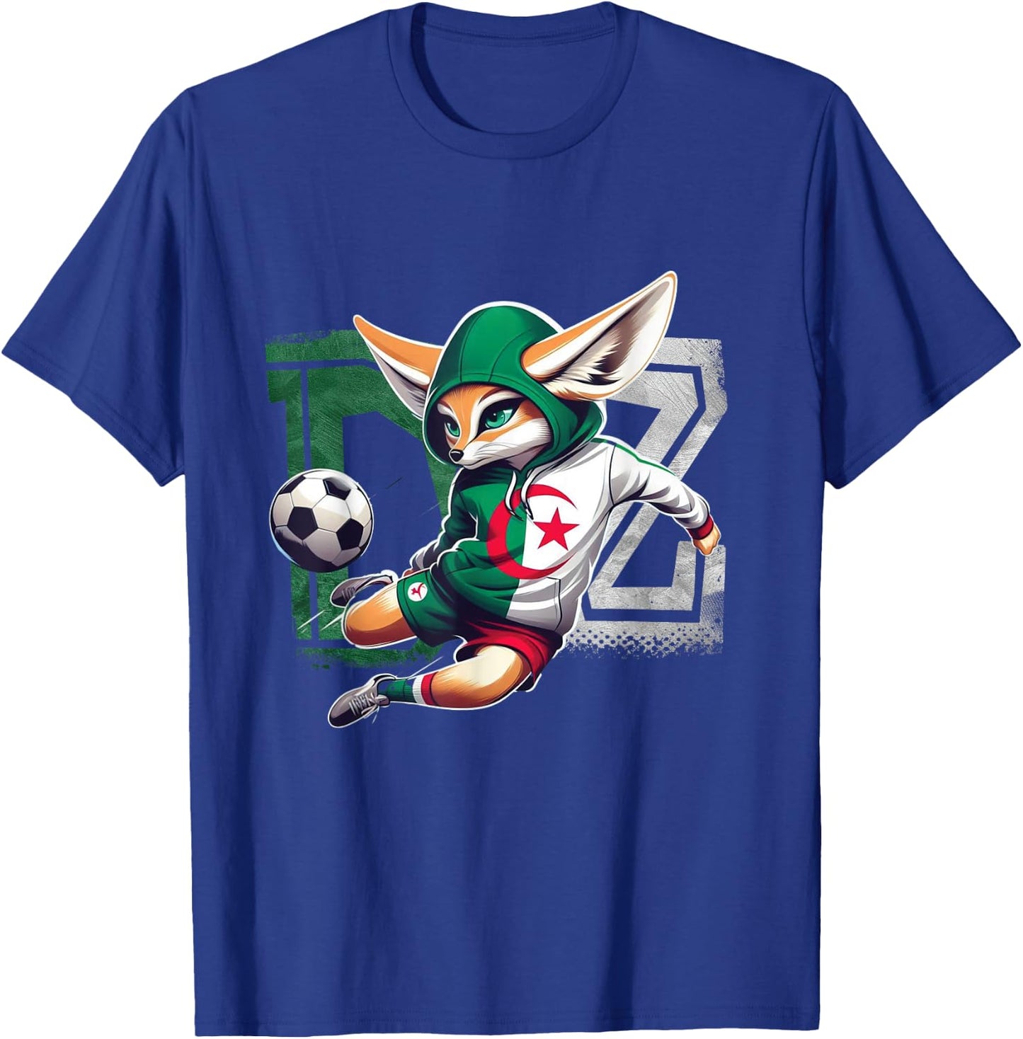 Fennec Algerian Flag Football Gift Jersey Dz , Black, S T-Shirt - T-Shirt | Royal