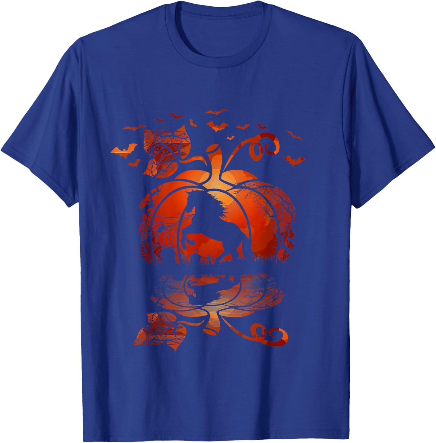 Fall Cute Horse In The Pumpkin Funny Halloween Autumn Happy T-Shirt - T-Shirt | Royal