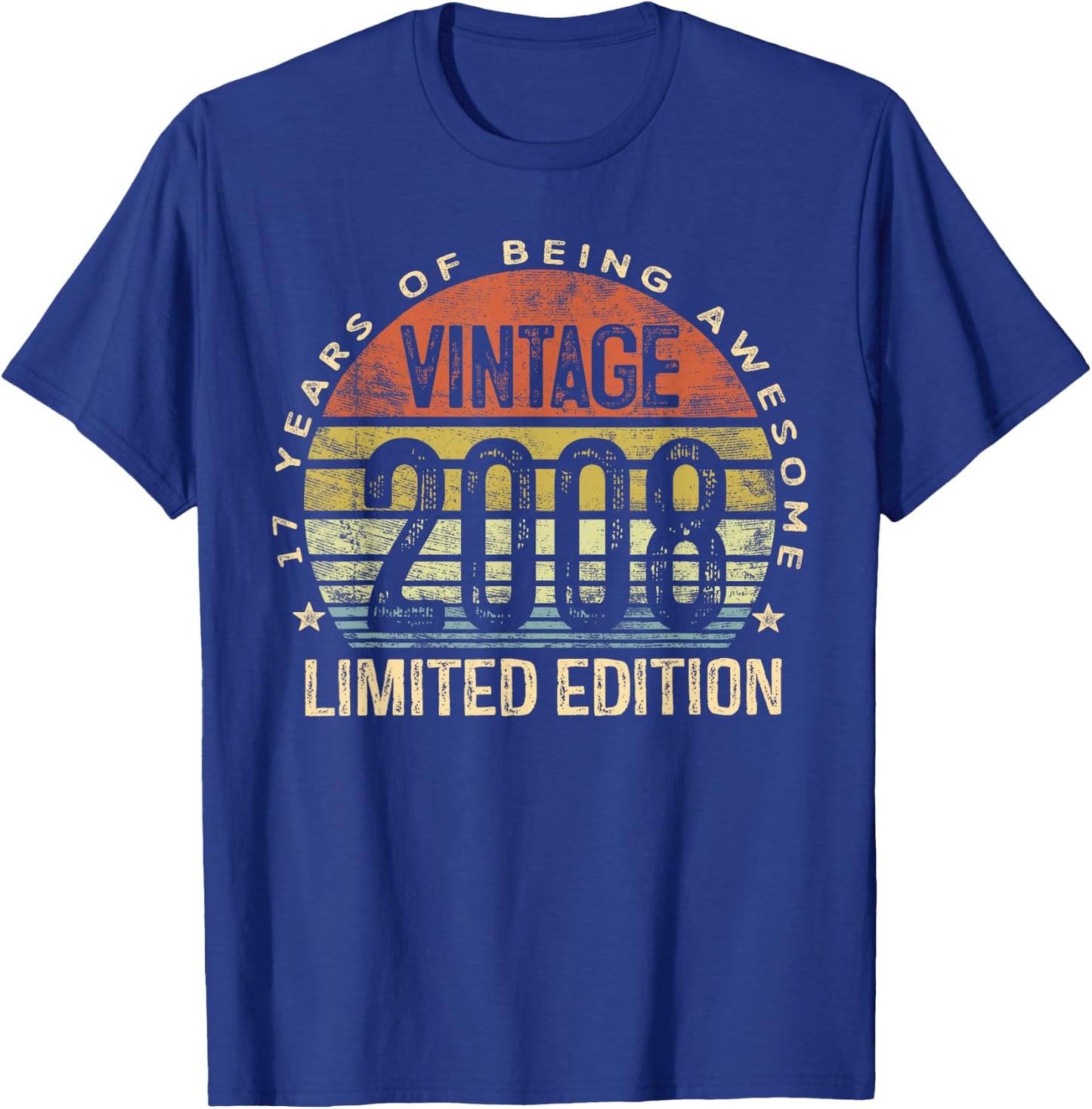 Vintage 2008 Limited Edition 17-Year-Old Gifts 17th Birthday T-Shirt - T-Shirt | Royal