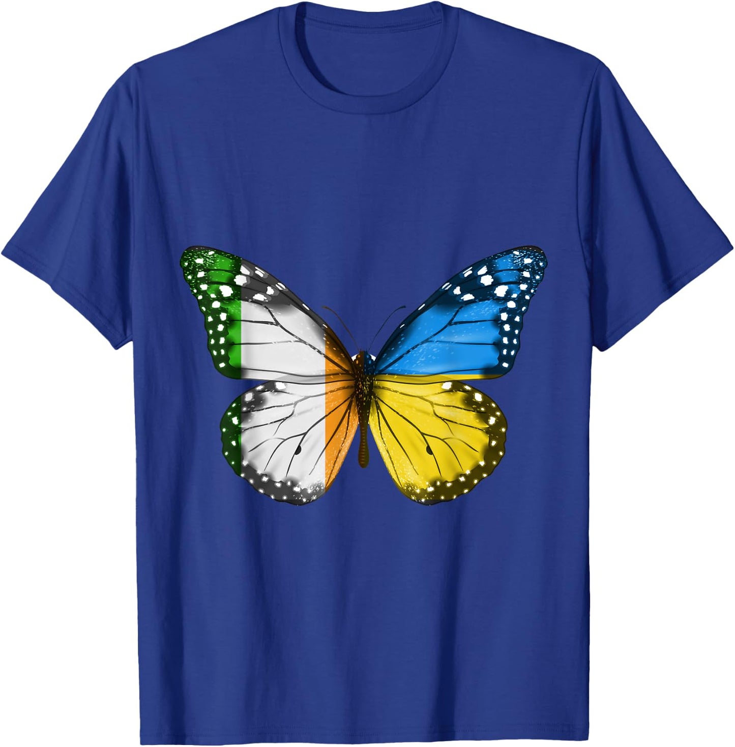 Irish Ukrainian Flag Butterfly Ireland Ukraine T-Shirt - T-Shirt | Royal
