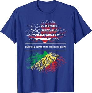 American Grown With Congolese Roots - Congo-Brazzaville Flag T-Shirt - T-Shirt | Royal
