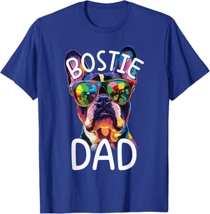 Boston Terrier Lovers Pop Art Boston Terrier Dad T-Shirt - T-Shirt | Royal