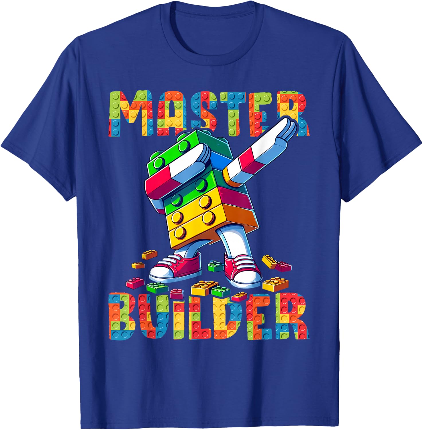 Master Builder Dabbing Blocks Bricks Building Kids Boys Fun T-Shirt - T-Shirt | Royal