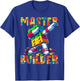 Master Builder Dabbing Blocks Bricks Building Kids Boys Fun T-Shirt - T-Shirt | Royal