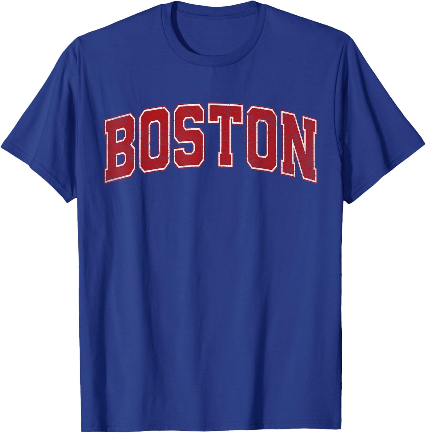 Boston MA Vintage Sports Red Retro Text T-Shirt - T-Shirt | Royal