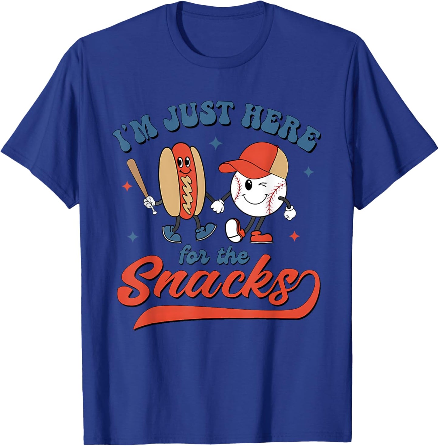I'm Just Here For The Snacks Baseball 4th Of July Hot Dog Girls Kids Men T-Shirt - T-Shirt | Royal