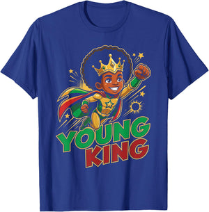 Black Young King Black History Month Juneteenth Kids Boys T-Shirt - T-Shirt | Royal