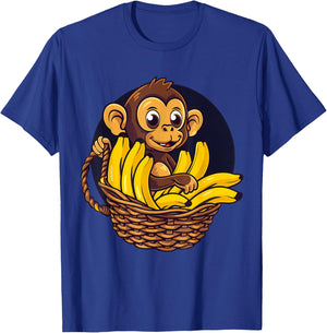Banana Monkey Cute Monkey Drawing Bananas Fruit Artwork T-Shirt - T-Shirt | Royal