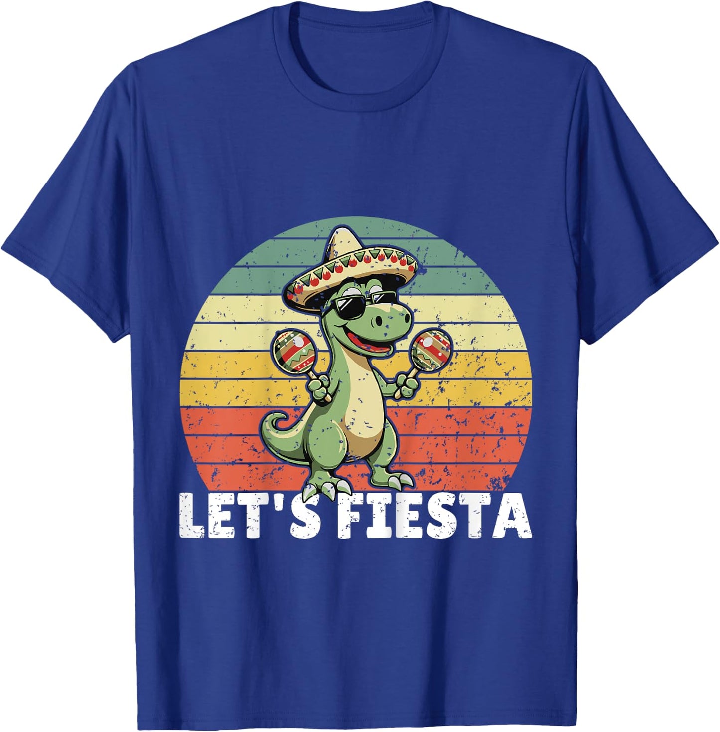 Kids Let’s Fiesta Mexican Dino Cinco De Mayo Toddler Boys T-Shirt - T-Shirt | Royal