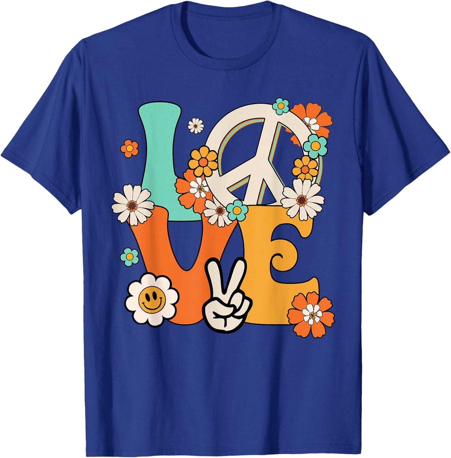 Peace Sign Love 60s & 70s Hippie Style Shirt T-Shirt - T-Shirt | Royal