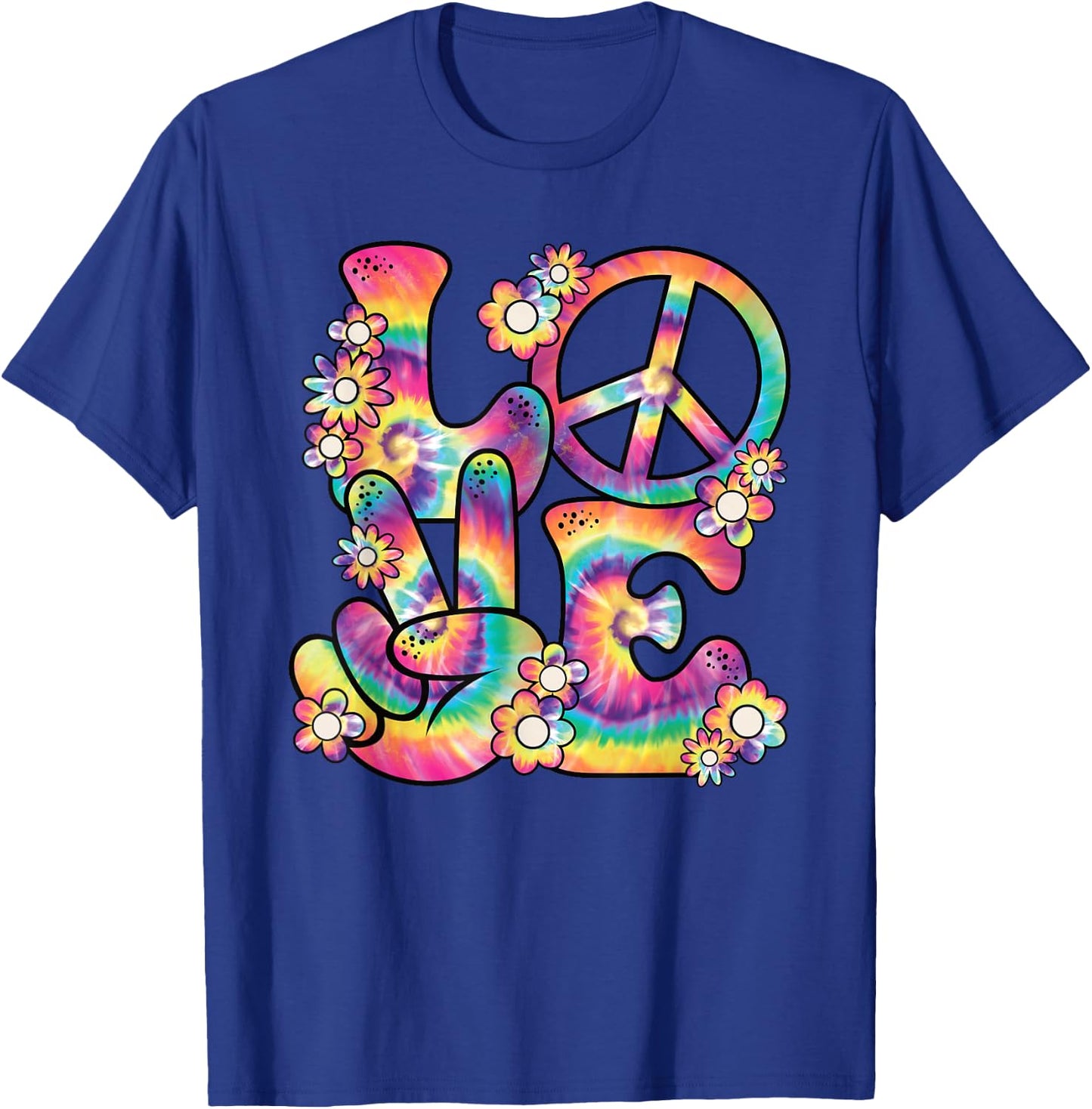 Hippie Love Peace 60s 70s Theme Party Outfit Costume , black T-Shirt - T-Shirt | Royal