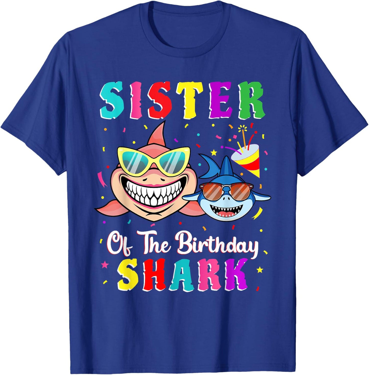 Sister Of The Shark Birthday Family Birthday Little Brother T-Shirt - T-Shirt | Royal