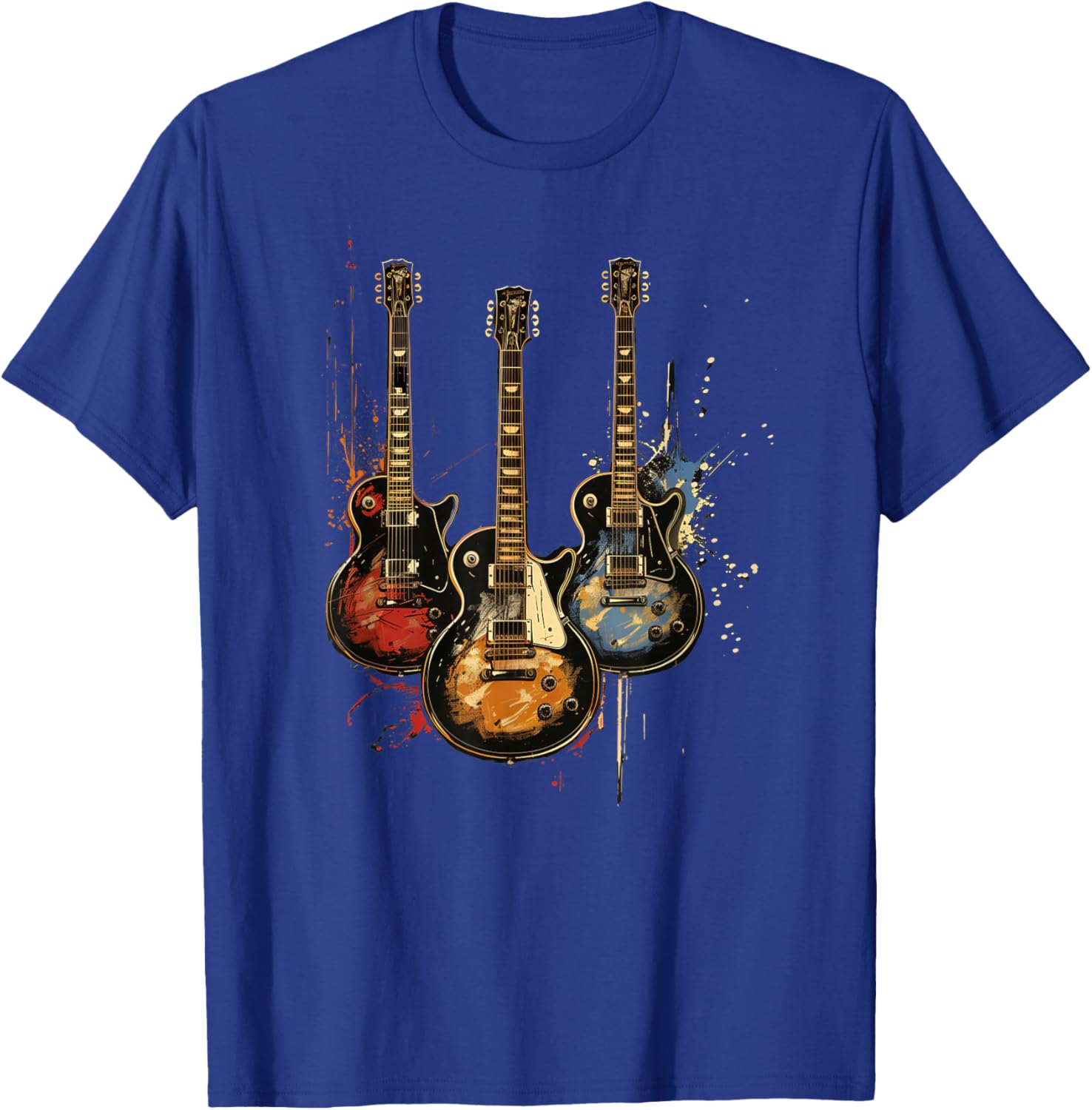 Vintage 3 Guitar Spray Paint Design T-Shirt - T-Shirt | Royal