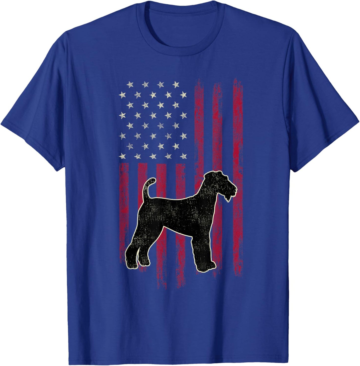 Airedale Terrier Dog Lovers American Flag 4th Of July Gift T-Shirt - T-Shirt | Royal