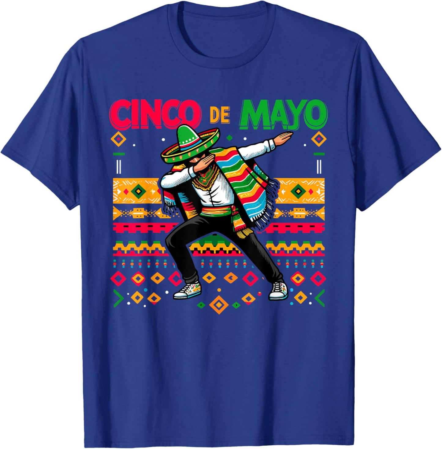 Dabbing Mexican Poncho Cinco De Mayo Fiesta T-Shirt - T-Shirt | Royal